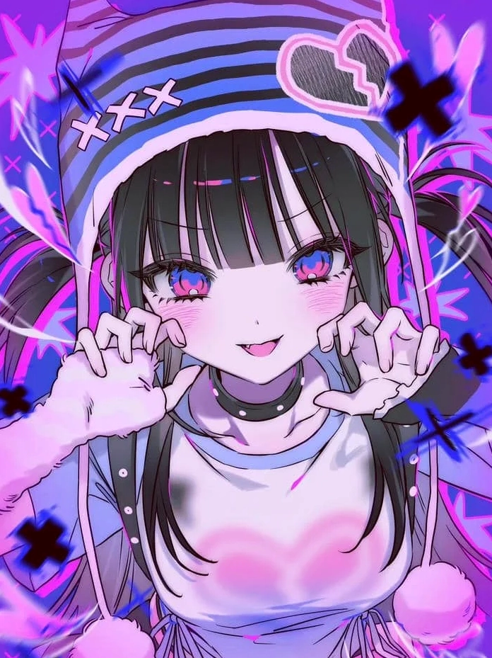 Ảnh anime tím trong trẻo của cô gái trẻ