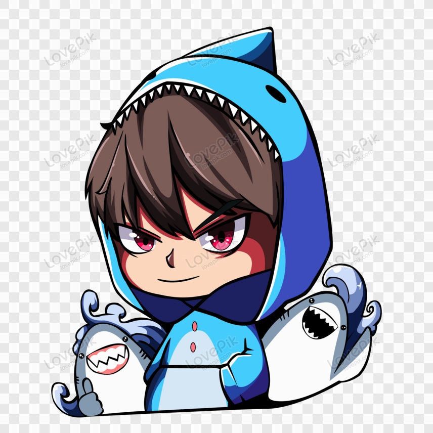 Ảnh cá mập cute anime bé trai hóa thân cá mập