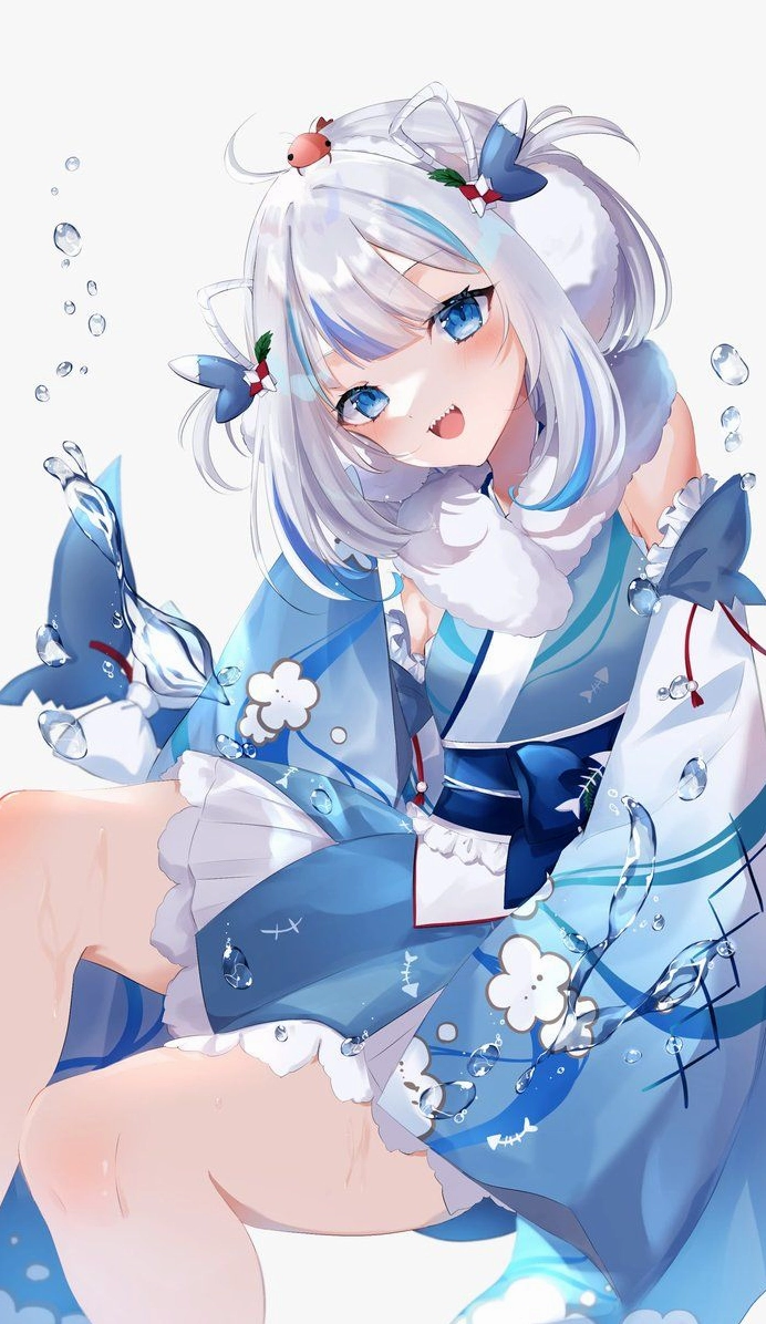 Ảnh cá mập cute anime chibi đang vui vẻ với bạn bè