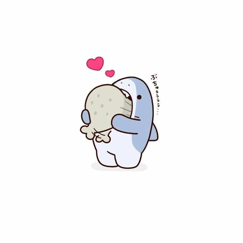 Ảnh cá mập cute anime và người bạn khủng long