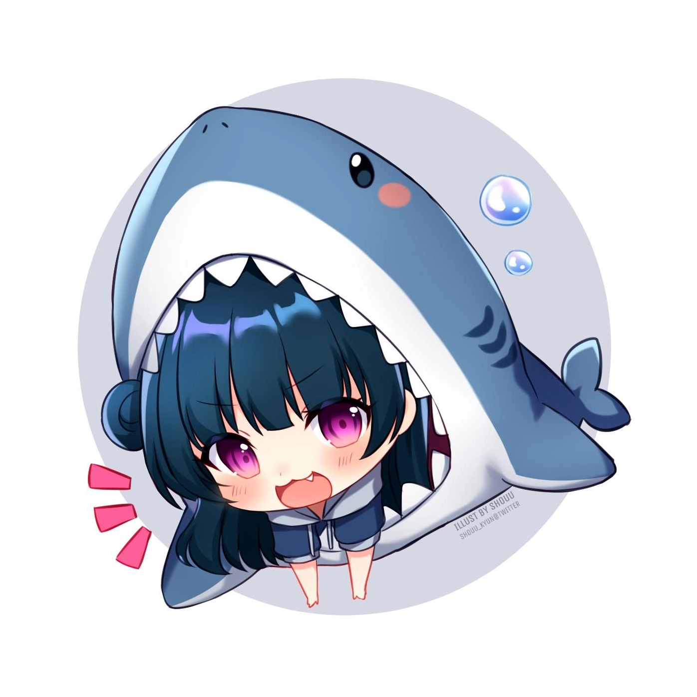 Ảnh cá mập cute anime với phong cách chibi kawaii