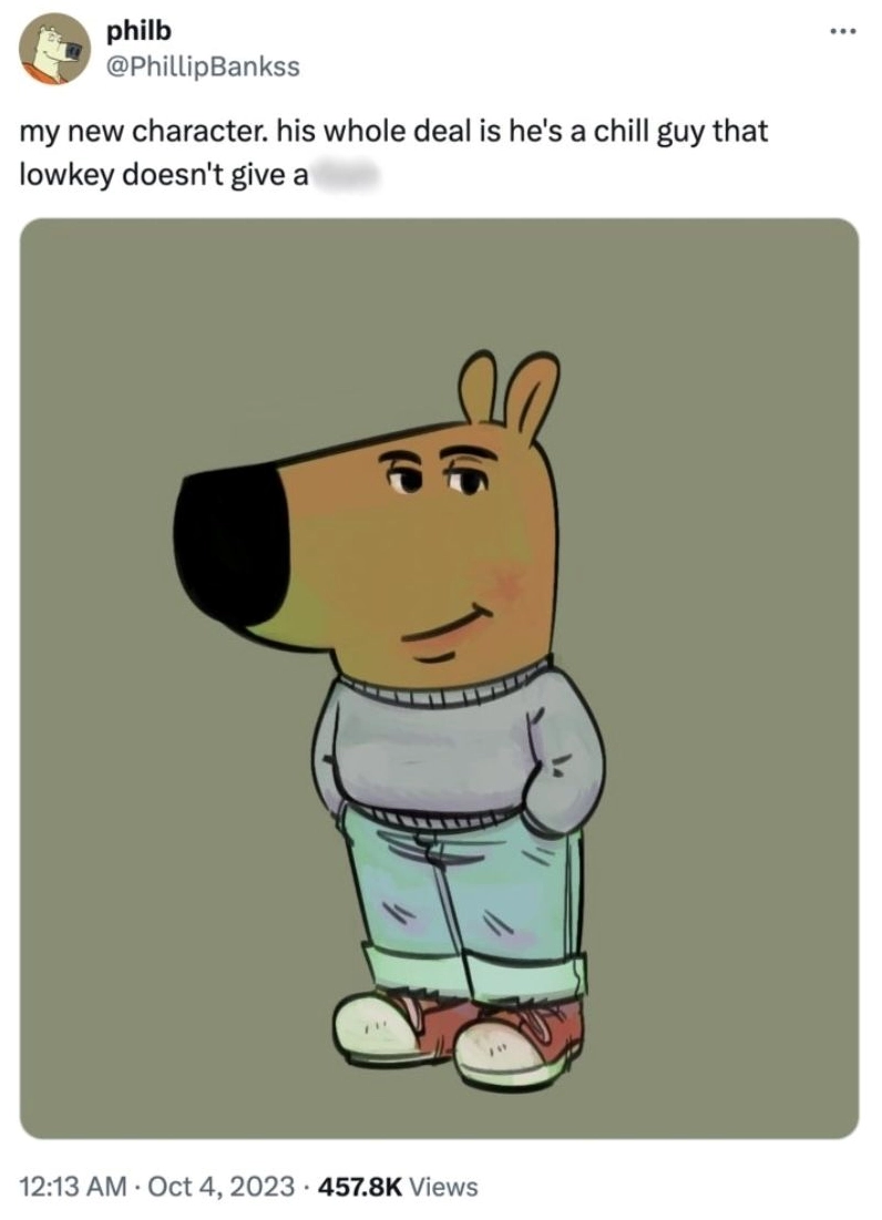 Ảnh chú chó chill guy, nguồn gốc của một meme đình đám