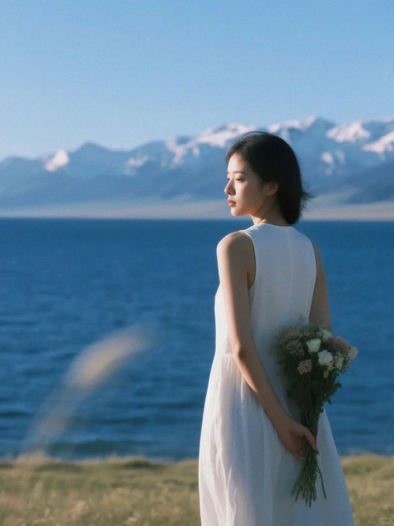 Ảnh cô gái cầm hoa đẹp, cô gái ngồi giữa đồng hoa