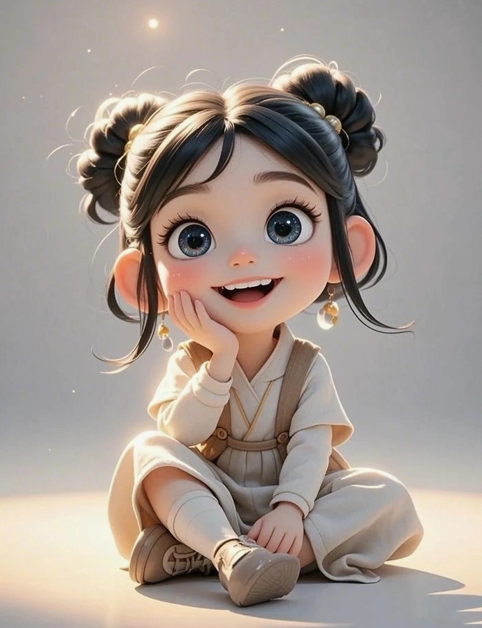 Ảnh cô gái chibi nữ đang mơ màng với chiếc dù trong tay