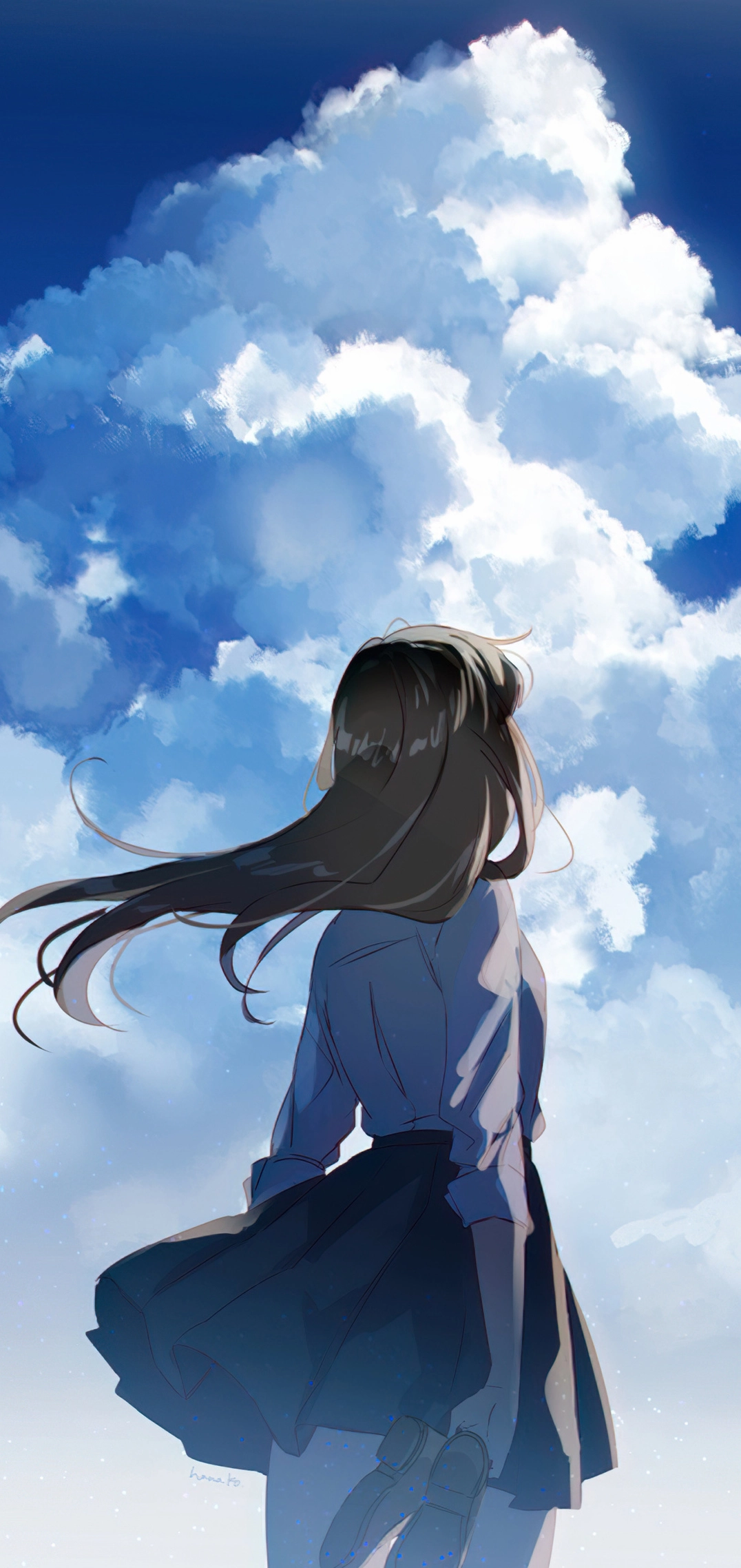 Ảnh cô gái quay lưng anime ngắm hoàng hôn