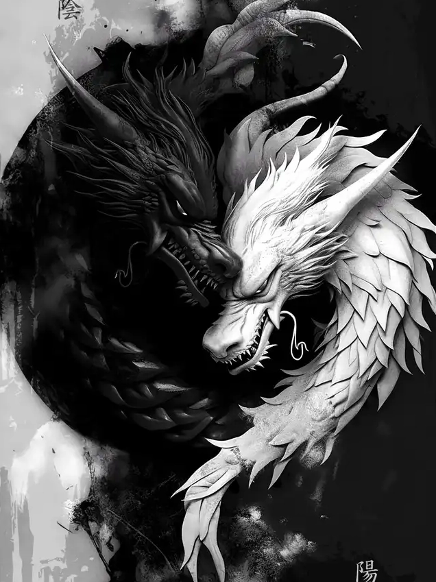 ảnh đẹp anime cận cảnh rồng Âm Dương