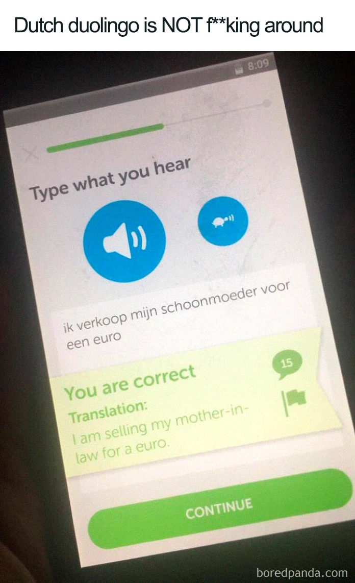 Top 20 Ảnh Duolingo Meme Cực Hài Hước và Ám Ảnh Nhất Mạng Xã Hội 4 ảnh duolingo meme câu nói về mẹ vợ và Euro