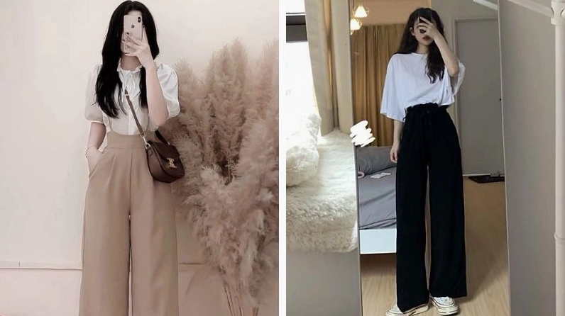 ảnh gái xinh mặc quần jean chụp trước gương thể hiện phong cách