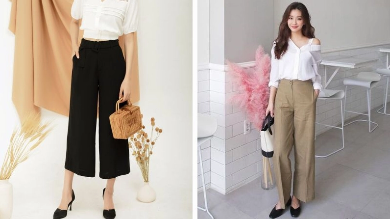 ảnh gái xinh mặc quần jean ống rộng tạo dáng kiễng chân đầy thần thái