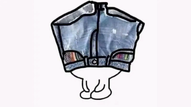 Ảnh meme bựa đội quần thể hiện sự xấu hổ