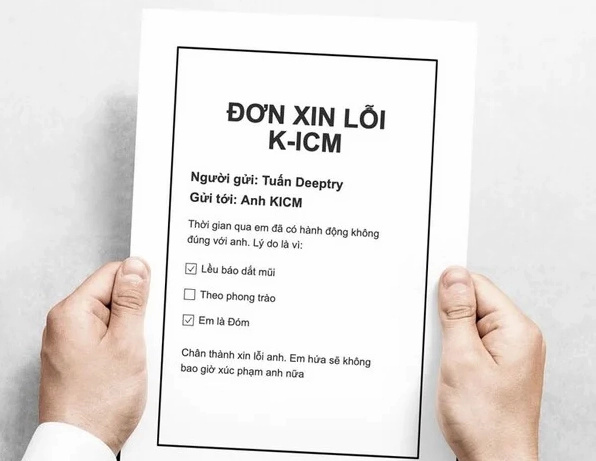 Ảnh meme đơn xin lỗi hài hước dưới dạng công văn