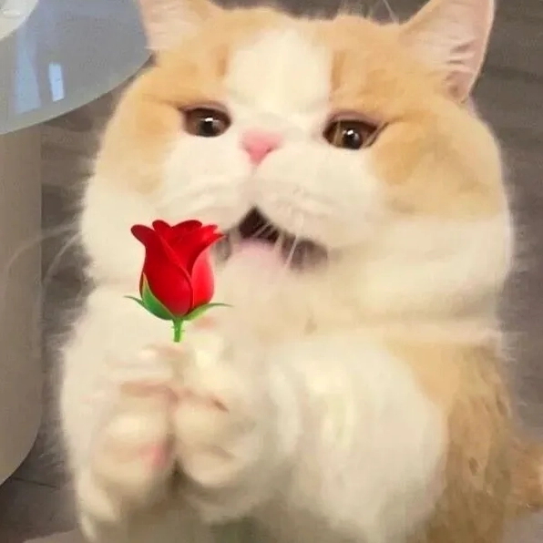 Ảnh meme mèo tặng hoa đáng yêu nhất với biểu cảm ngây thơ