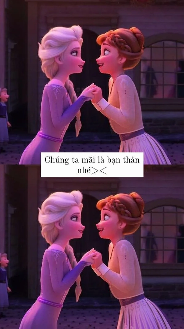 Ảnh meme xin lỗi bạn thân với hai nhân vật hoạt hình dễ thương