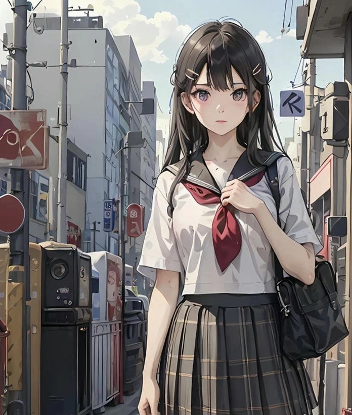 Ảnh minh họa anime học đường với đồng phục nữ sinh