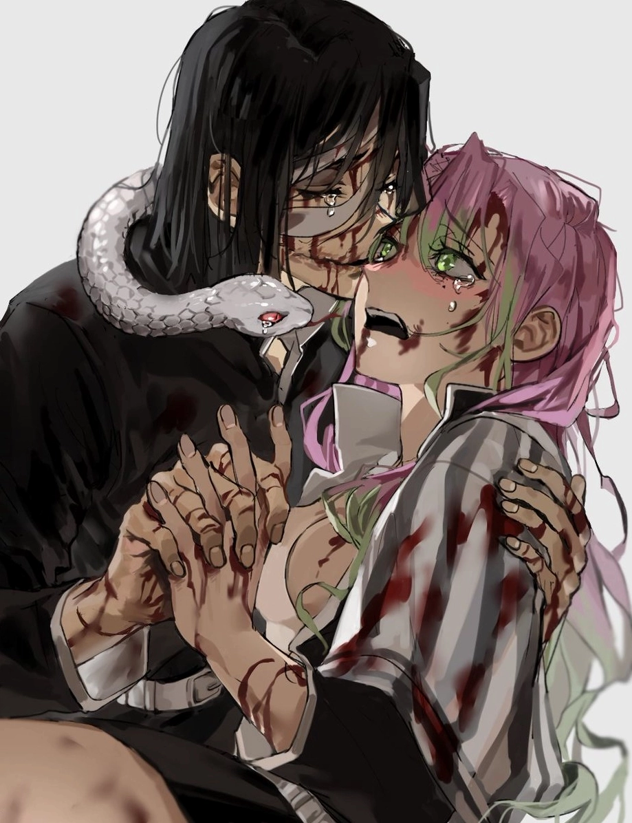 Bộ Sưu Tập Tuyệt Đẹp các Ảnh Mitsuri Anime làm say đắm lòng người 8 Ảnh Mitsuri Kanroji và Obanai đầy cảm xúc