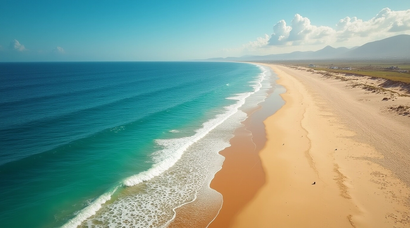 Ảnh nền ngộ nghĩnh bãi biển hình trăng khuyết từ trên cao