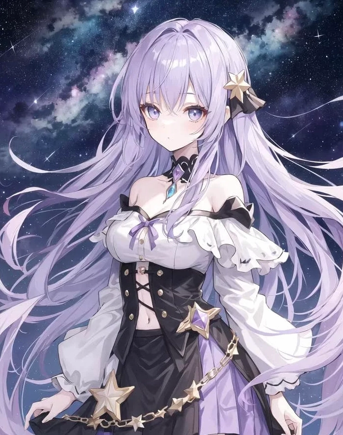 Anime màu tím đẹp với khung cảnh lãng mạn