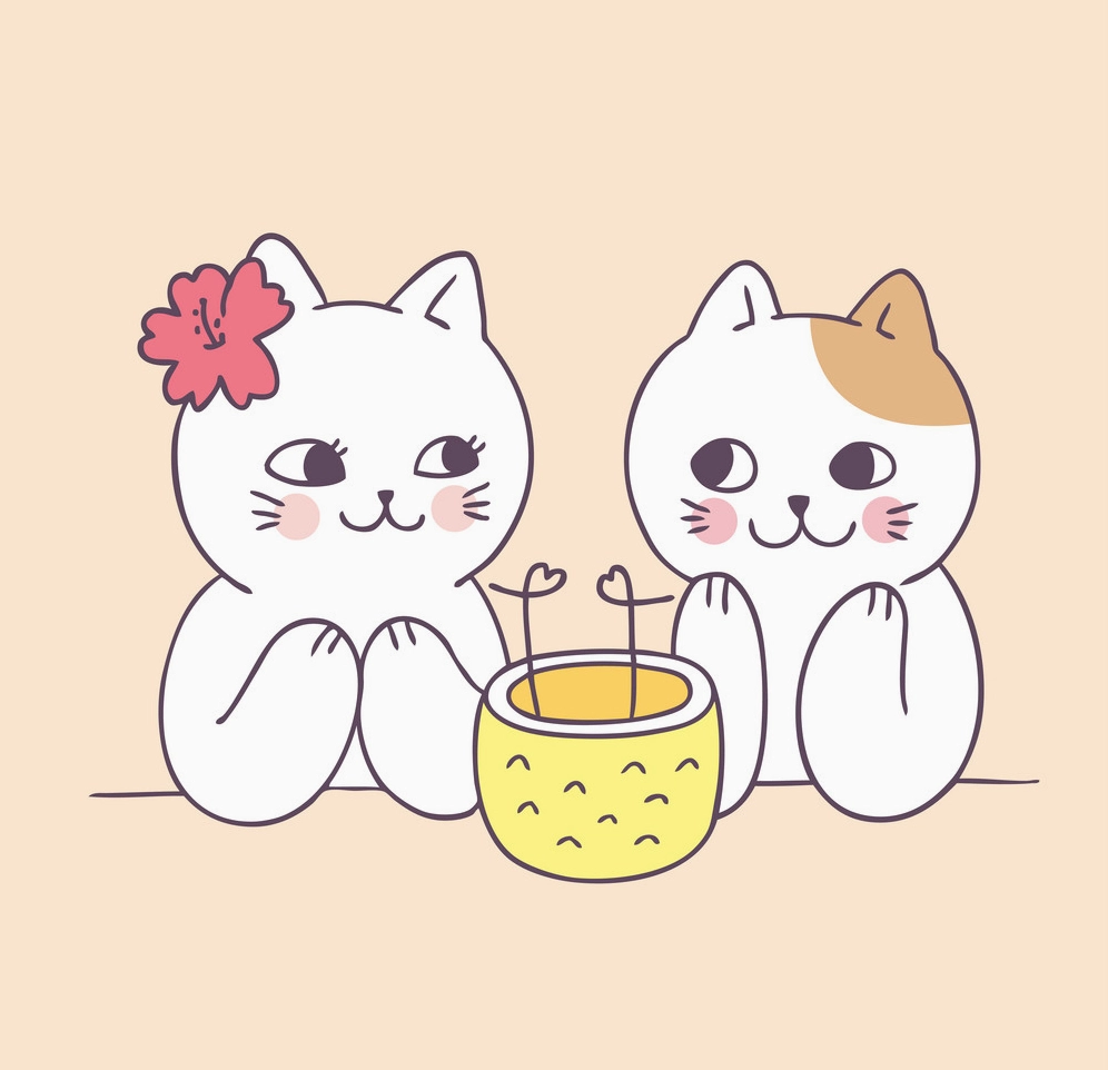 Avatar mèo anime chibi đang vui vẻ chạy nhảy