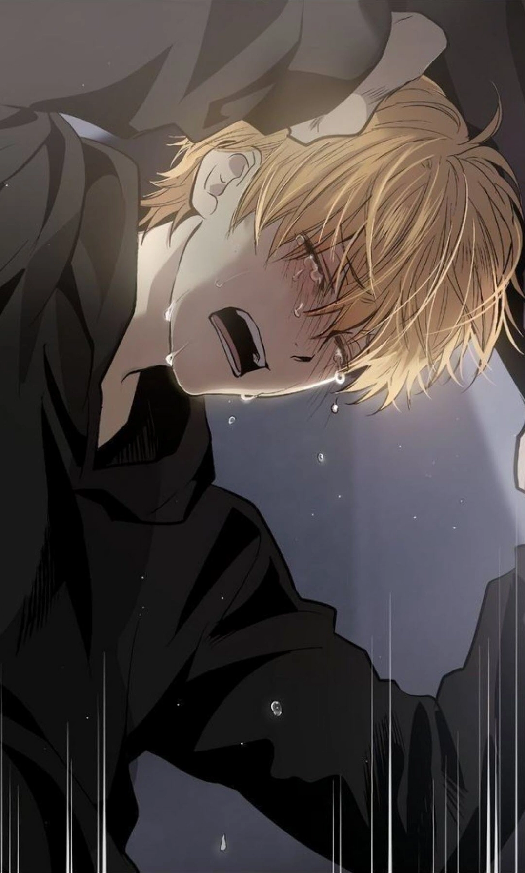 Bộ Sưu Tập Cận Cảnh Ảnh Anime Nam Buồn Đầy Cảm Xúc 11 Chân dung anime nam buồn với bàn tay chống cằm suy tư