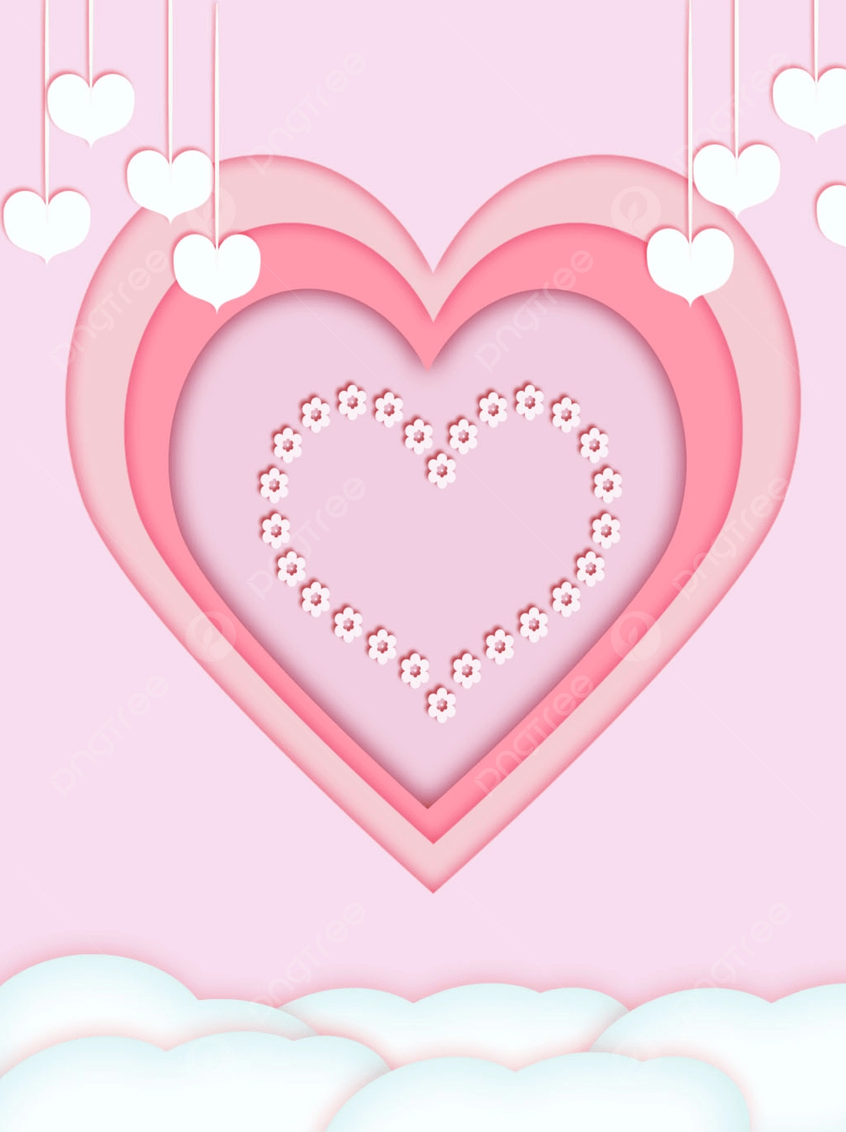 Chất liệu hình trái tim cute cắt giấy màu hồng