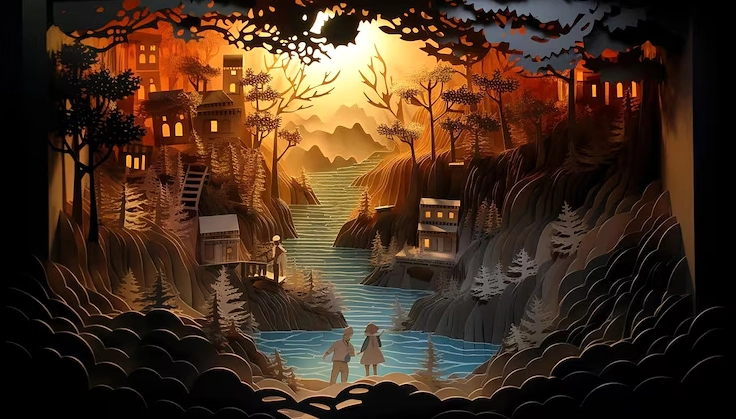 Cận cảnh thế giới ảo diệu của ảnh anime 3d và sự bùng nổ đồ họa 15 Diorama nghệ thuật giấy 3d phong cách anime