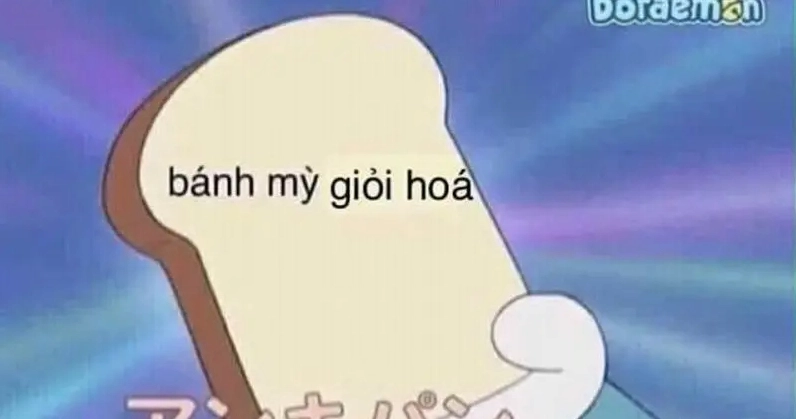 Top 16 Ảnh Meme Doremon Hài Hước Nhất và Cận Cảnh Biểu Cảm Cười Ra Nước Mắt 6 Doraemon meme cầm bánh mì ghi nhớ, biểu cảm đầy quyết tâm học bài.