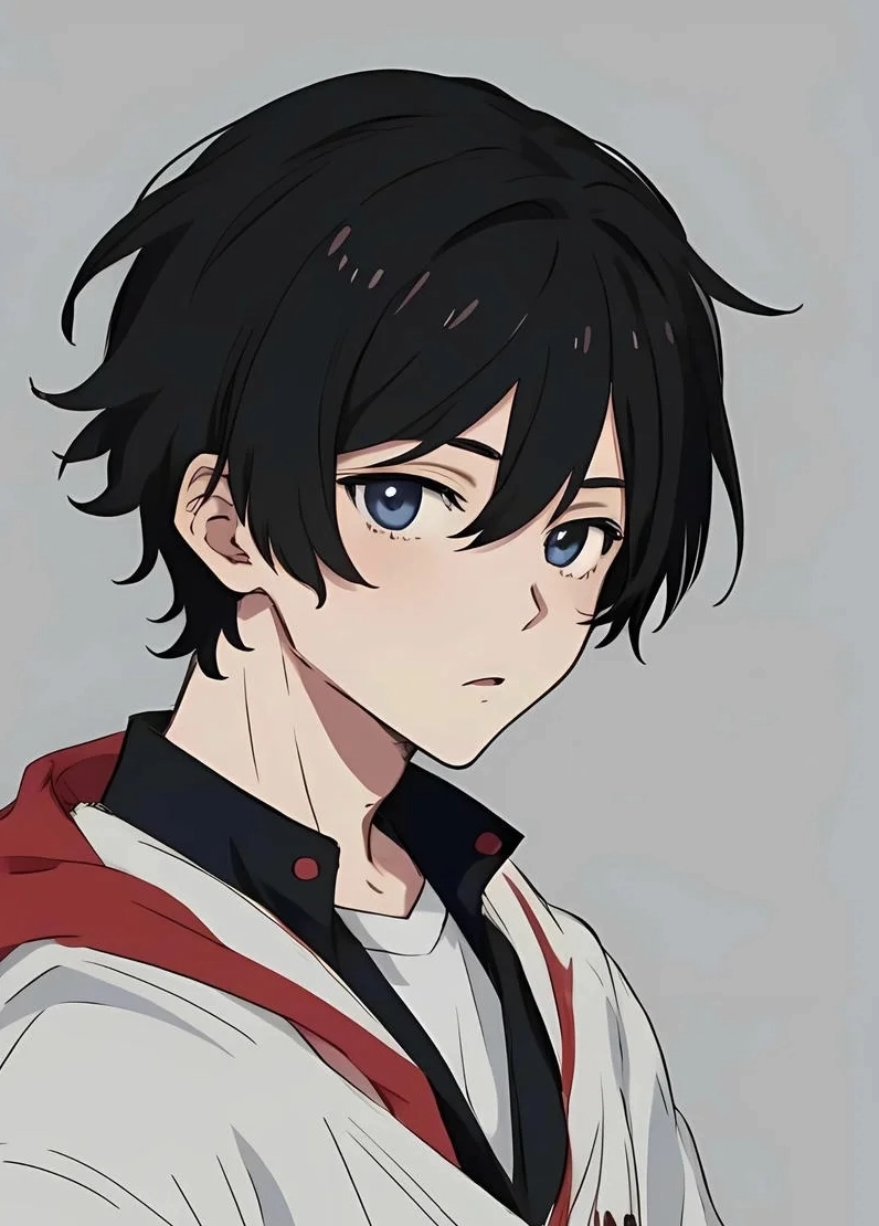 Góc nhìn cận cảnh ảnh nhân vật anime chàng thiếu niên trầm lặng