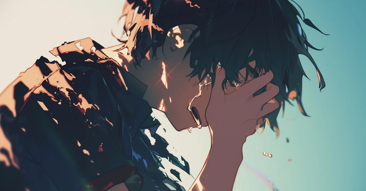 Bộ Sưu Tập Cận Cảnh Ảnh Anime Nam Buồn Đầy Cảm Xúc 4 Hình ảnh anime nam buồn ẩn mình trong bóng tối suy tư