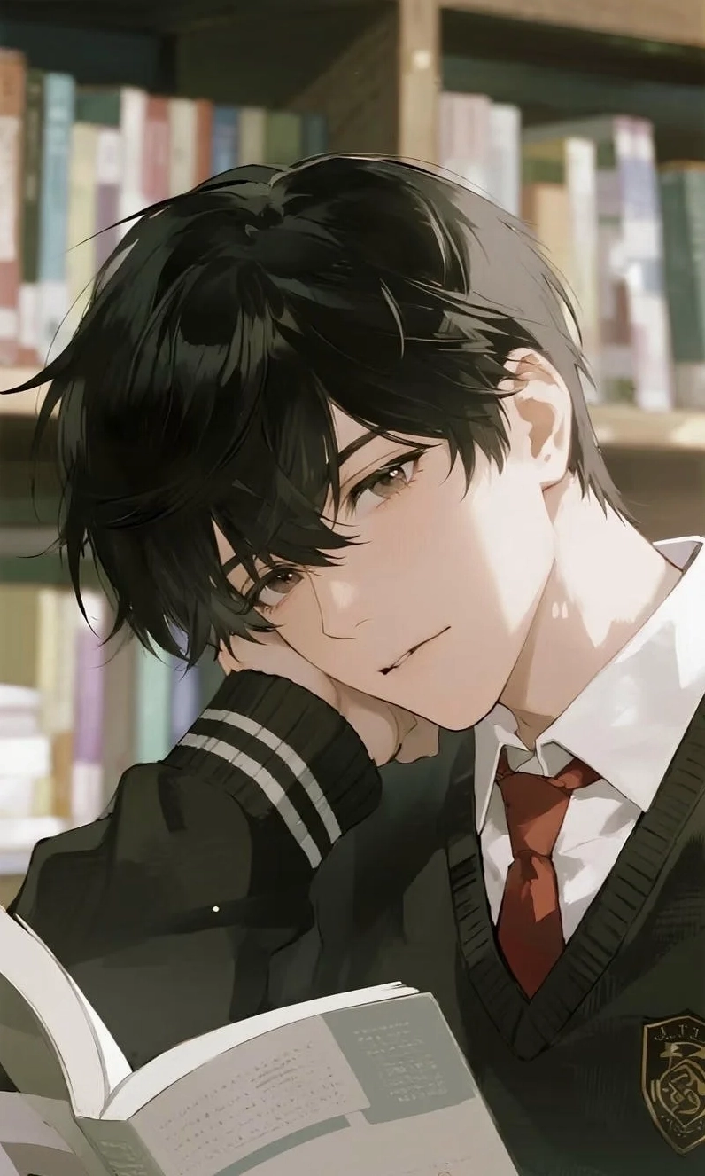 Hình ảnh nhân vật anime chàng trai với ánh nhìn xa xăm lãng tử