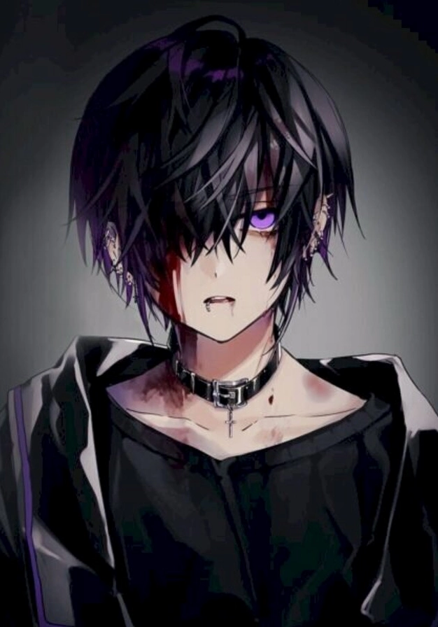 Hình ảnh trai anime với gương mặt đầy máu đáng sợ