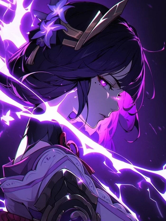 Hình anime tím thơ mộng với hoa tử đằng