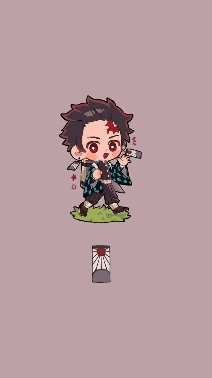 Hình nền ảnh anime Thanh Gươm Diệt Quỷ chibi Nezuko và Tanjiro