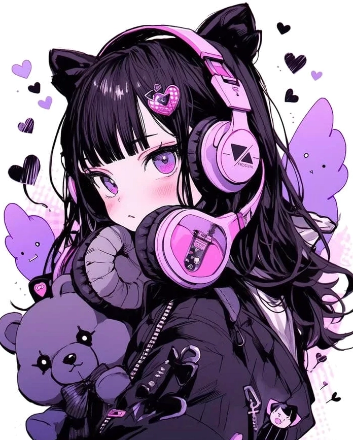 Hình nền anime tím của một thiếu nữ bên cửa sổ