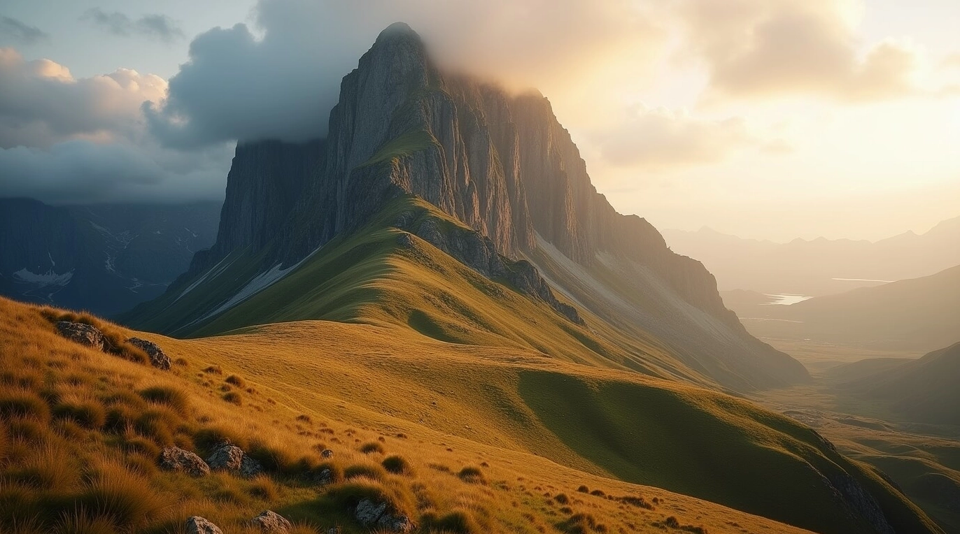 Hình nền bầu trời hoàng hôn trên đỉnh núi