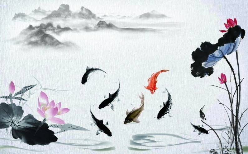 Hình nền cá chép tranh vẽ nghệ thuật sống động