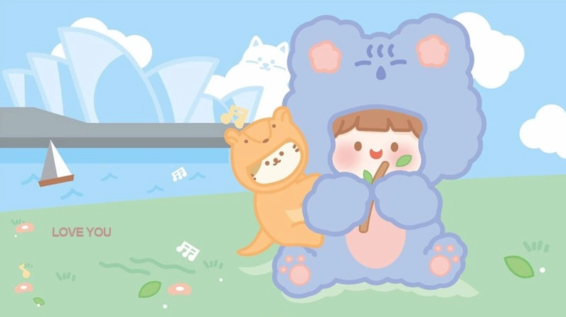 Hình nền chữ cái hoạt hình monogram cho máy tính cá nhân