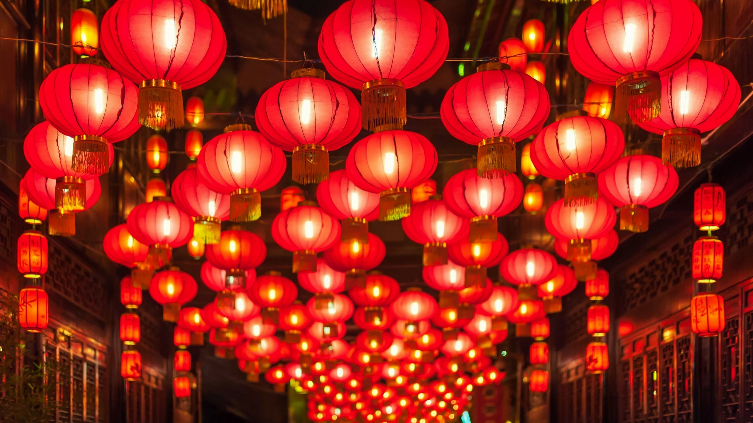Hình nền cổ trang lồng đèn đỏ mang không khí lễ hội