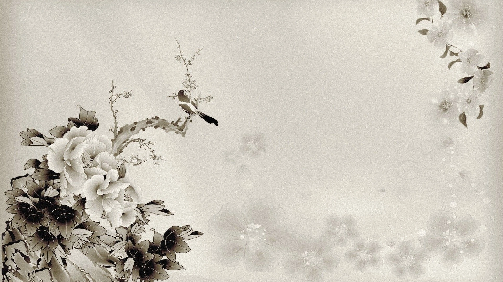 Hình nền cổ trang với những bông hoa xám tinh tế và đẹp mắt
