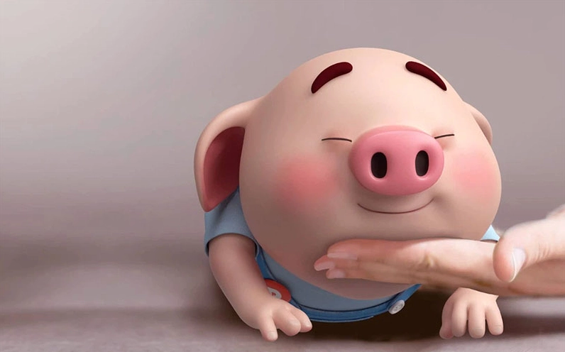 Hình nền con heo con với khuôn mặt ngây thơ và đôi tai hồng