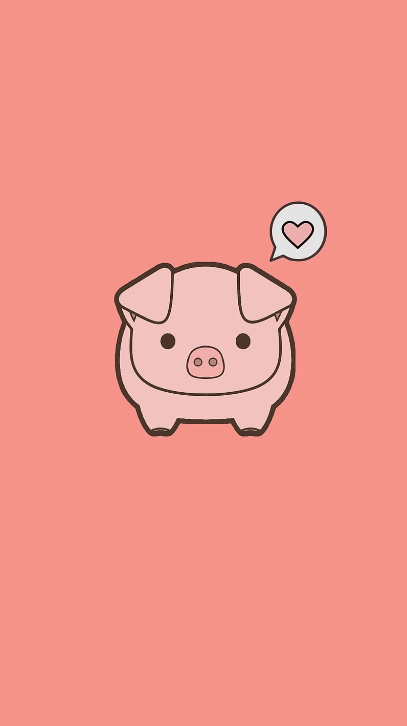 Hình nền con heo cute với phong cách vẽ chibi ngộ nghĩnh
