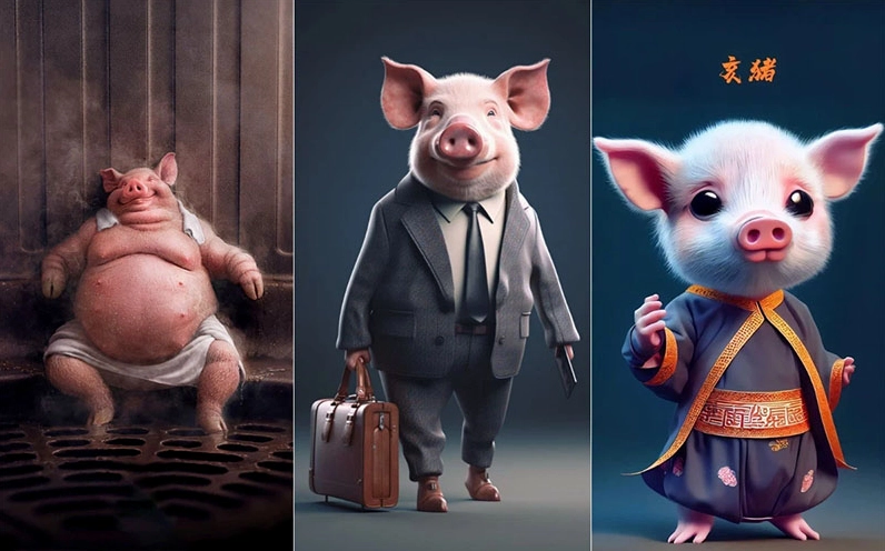 Hình nền con heo hoạt hình với đôi mắt to tròn đáng yêu