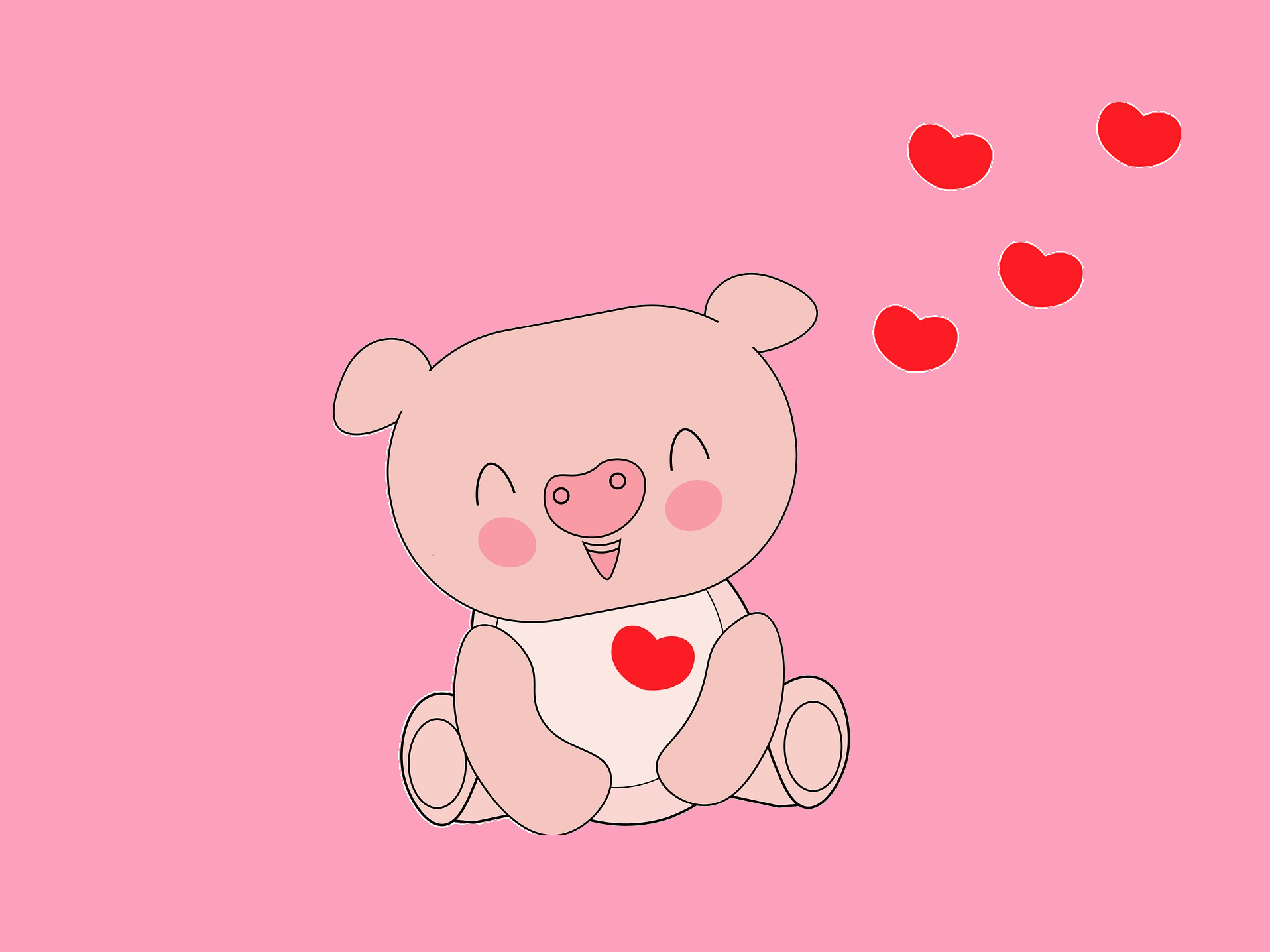 Hình nền con heo hồng tròn trịa với đôi mắt lấp lánh