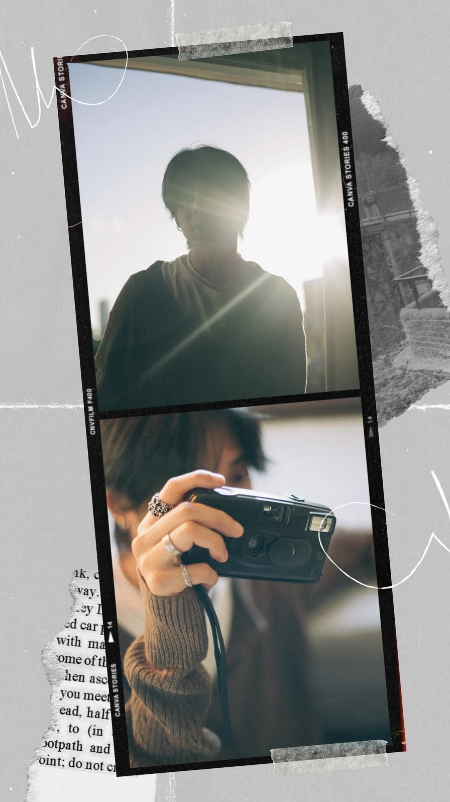 Hình nền đơn giản màu xám với hiệu ứng dải phim, phong cách tối giản.