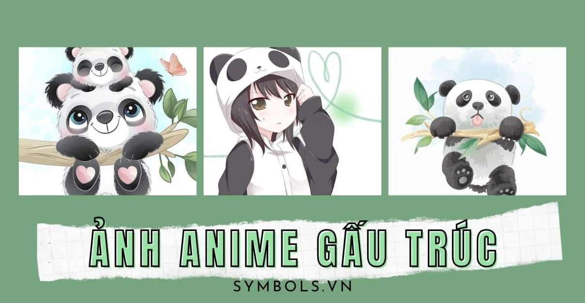 Hình nền gấu trúc cute phong cách anime đáng yêu