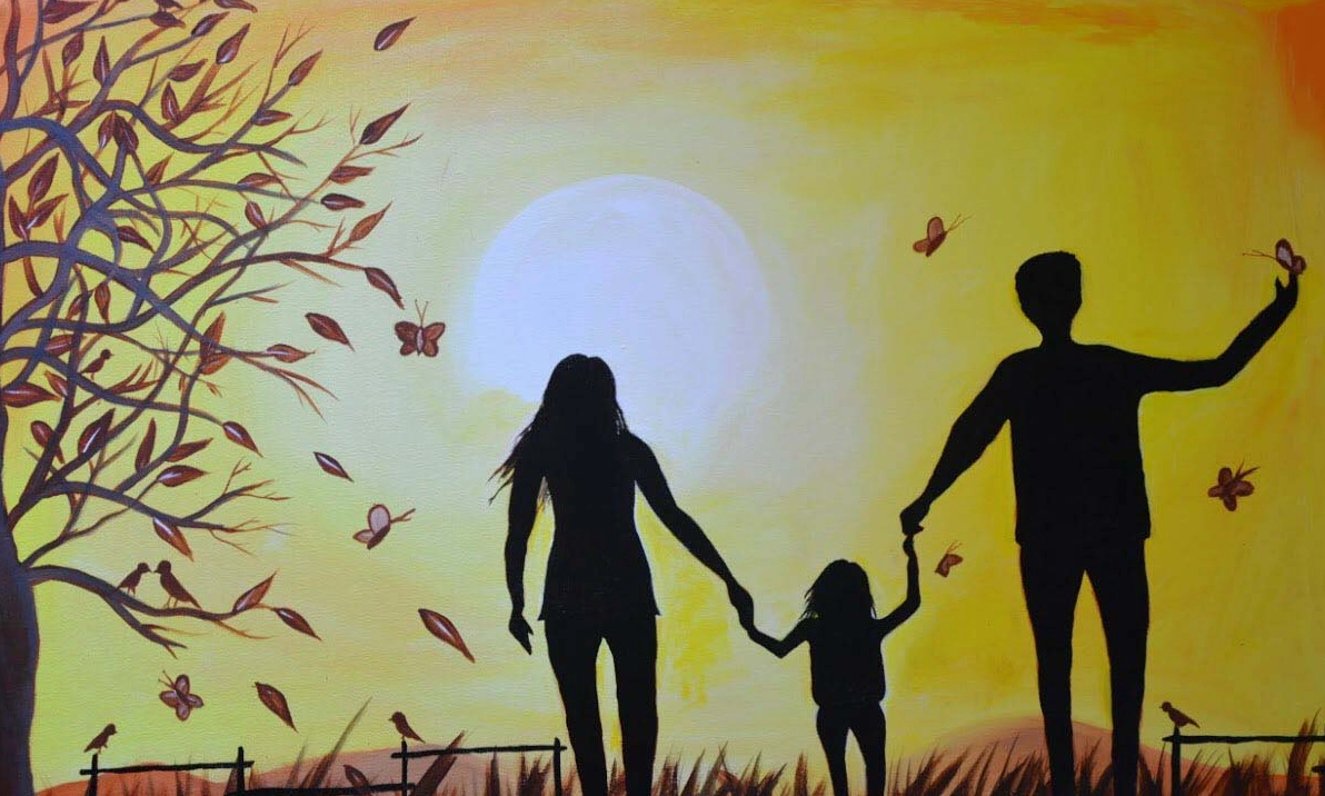 Hình nền gia đình lớn đang vui vẻ picnic cùng nhau trên bãi cỏ