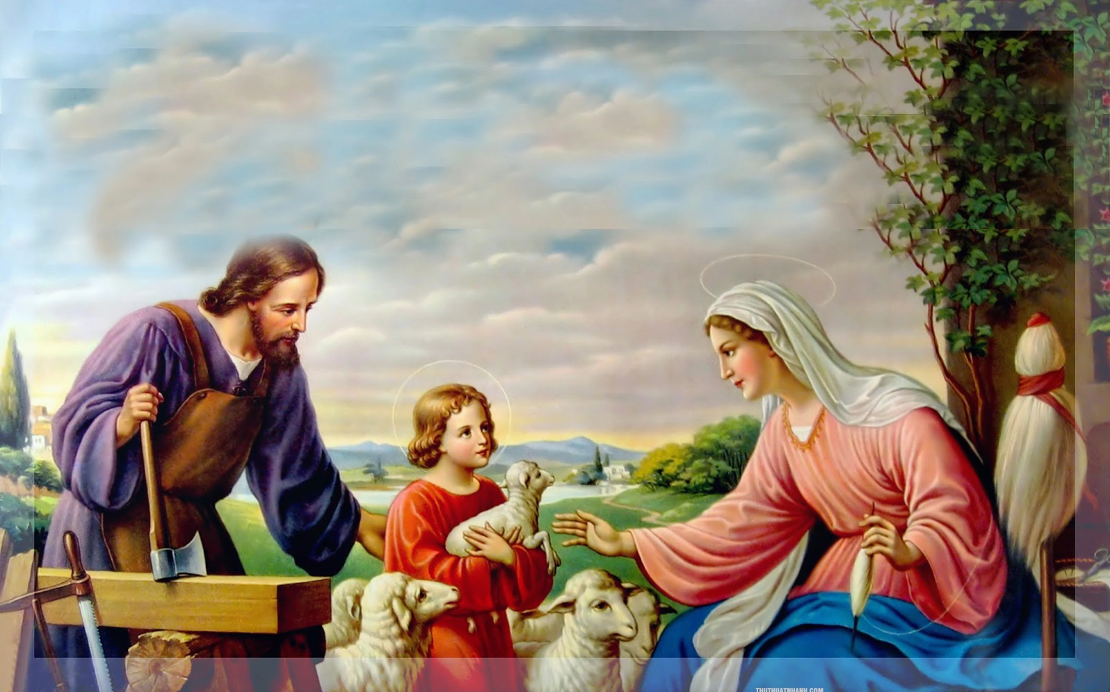Hình nền gia đình Thánh Gia với vẻ đẹp linh thiêng