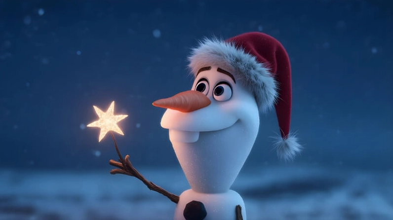 Hình nền Giáng sinh đáng yêu với chú tuần lộc và bông tuyết