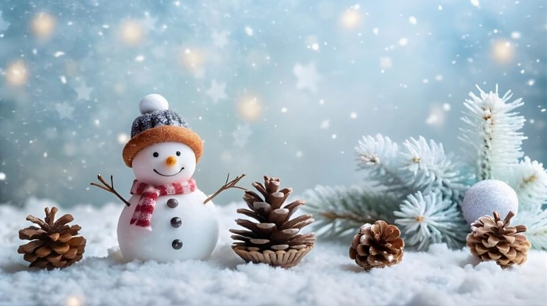 Hình nền Giáng sinh phong cách ngộ nghĩnh với nhân vật hoạt hình vui nhộn