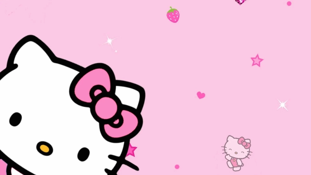 Hình nền Hello Kitty dễ thương với nơ hồng đáng yêu