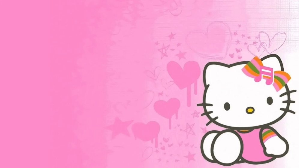 Hình nền Hello Kitty màu hồng và trắng tinh khôi